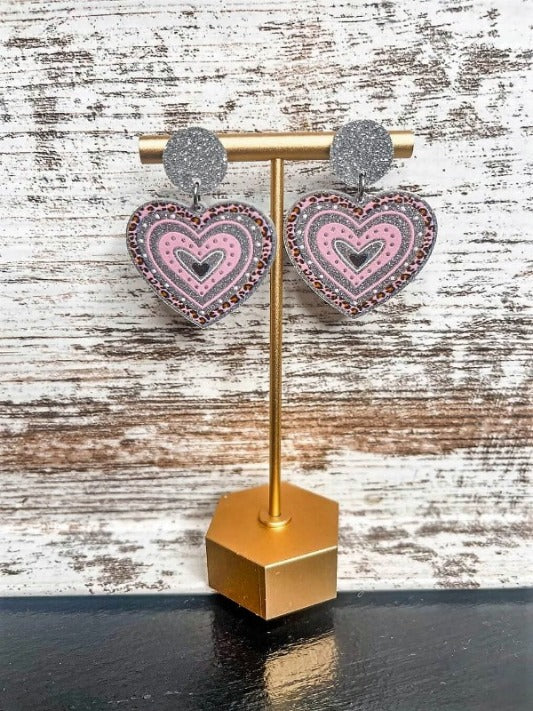Dangle Love Glitter Acrylic Earrings | Valentine's Day Earrings